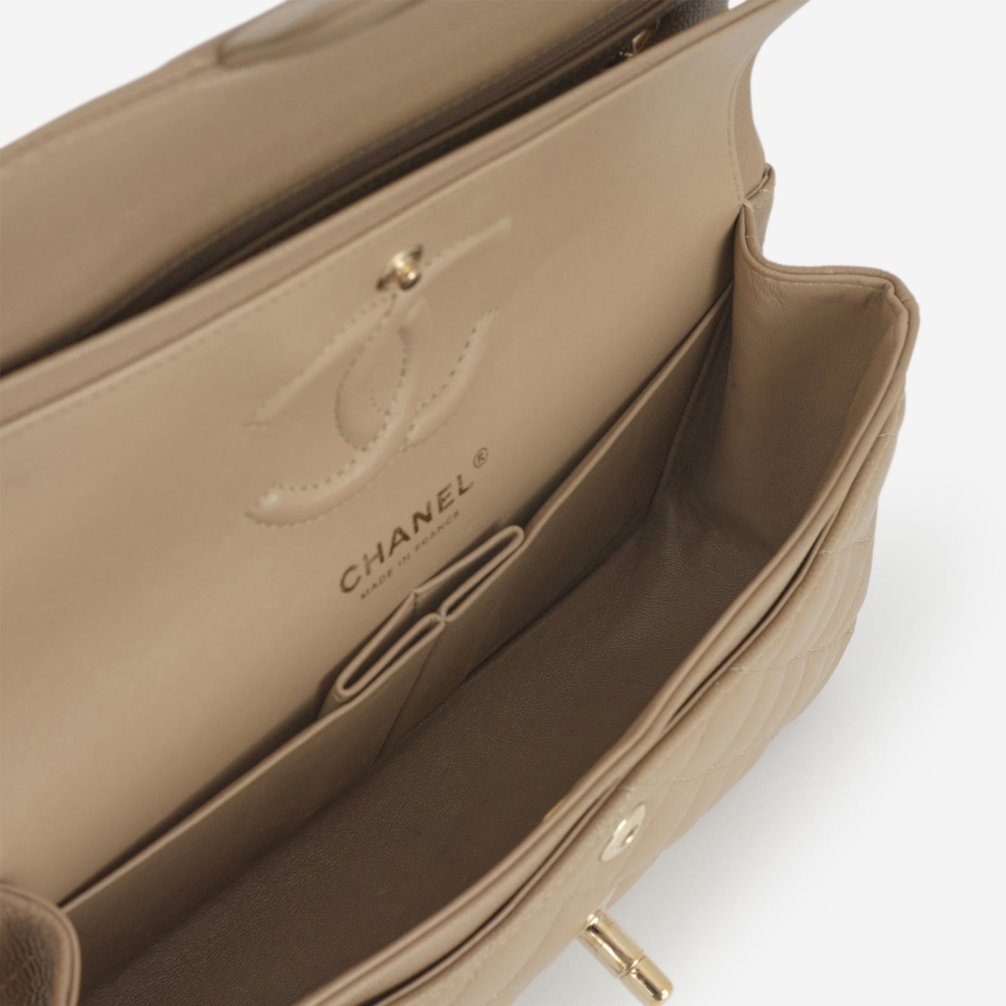 Chanel Small Classic Flap - Beige Caviar | Champagne Gold Hardware