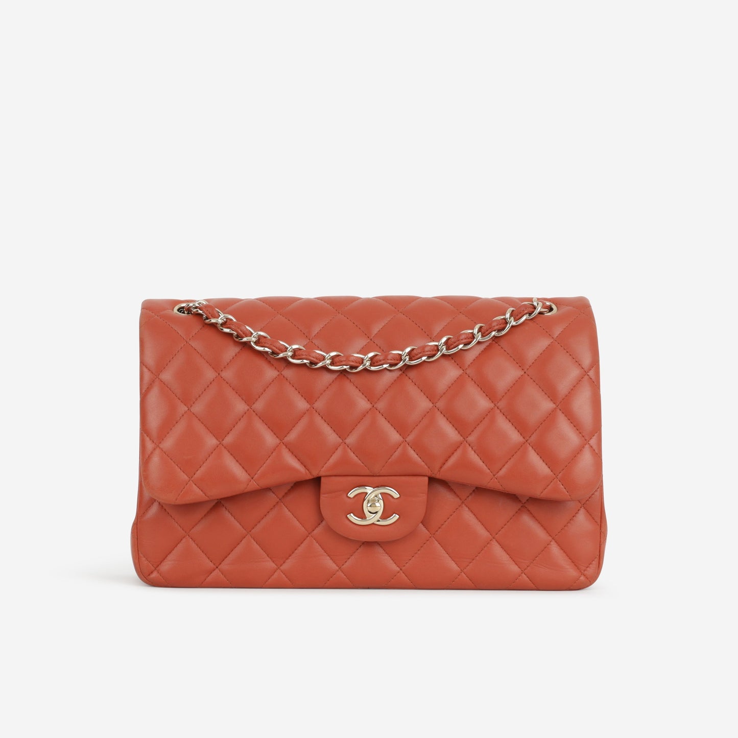 Chanel Jumbo Classic Flap - Brick Red Lambskin | Champagne Gold Hardware