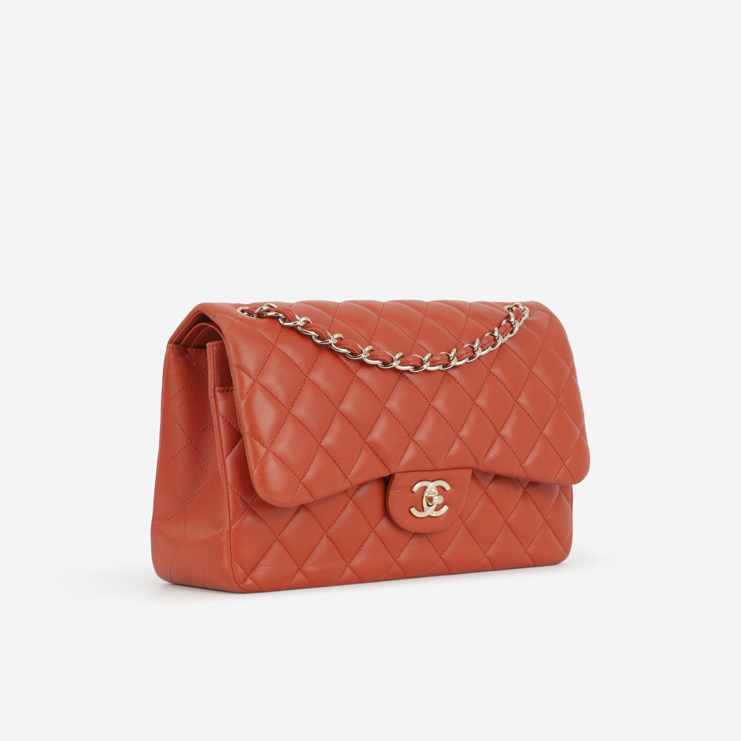Chanel Jumbo Classic Flap - Brick Red Lambskin | Champagne Gold Hardware