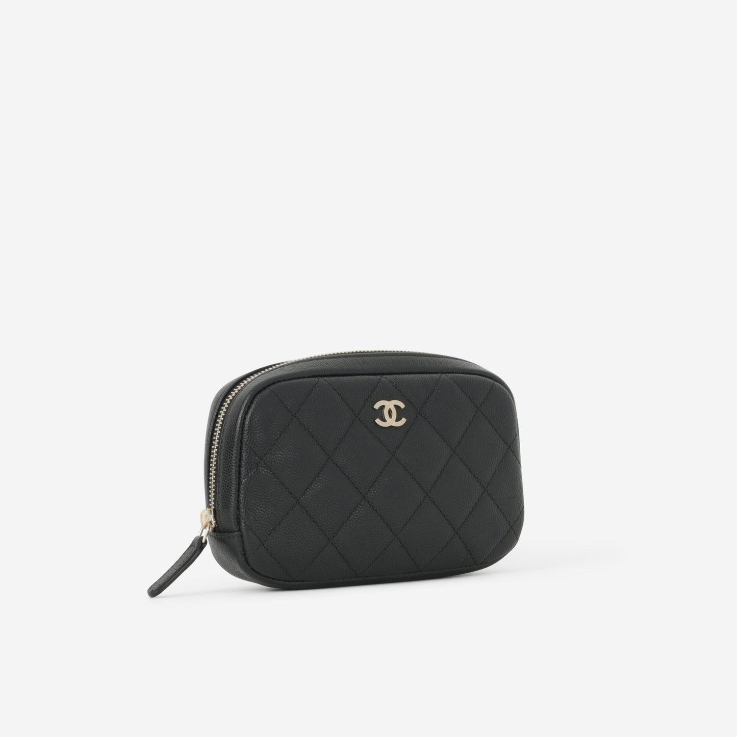 Chanel Small Curvy Cosmetic Pouch - Black Caviar | Gold Hardware