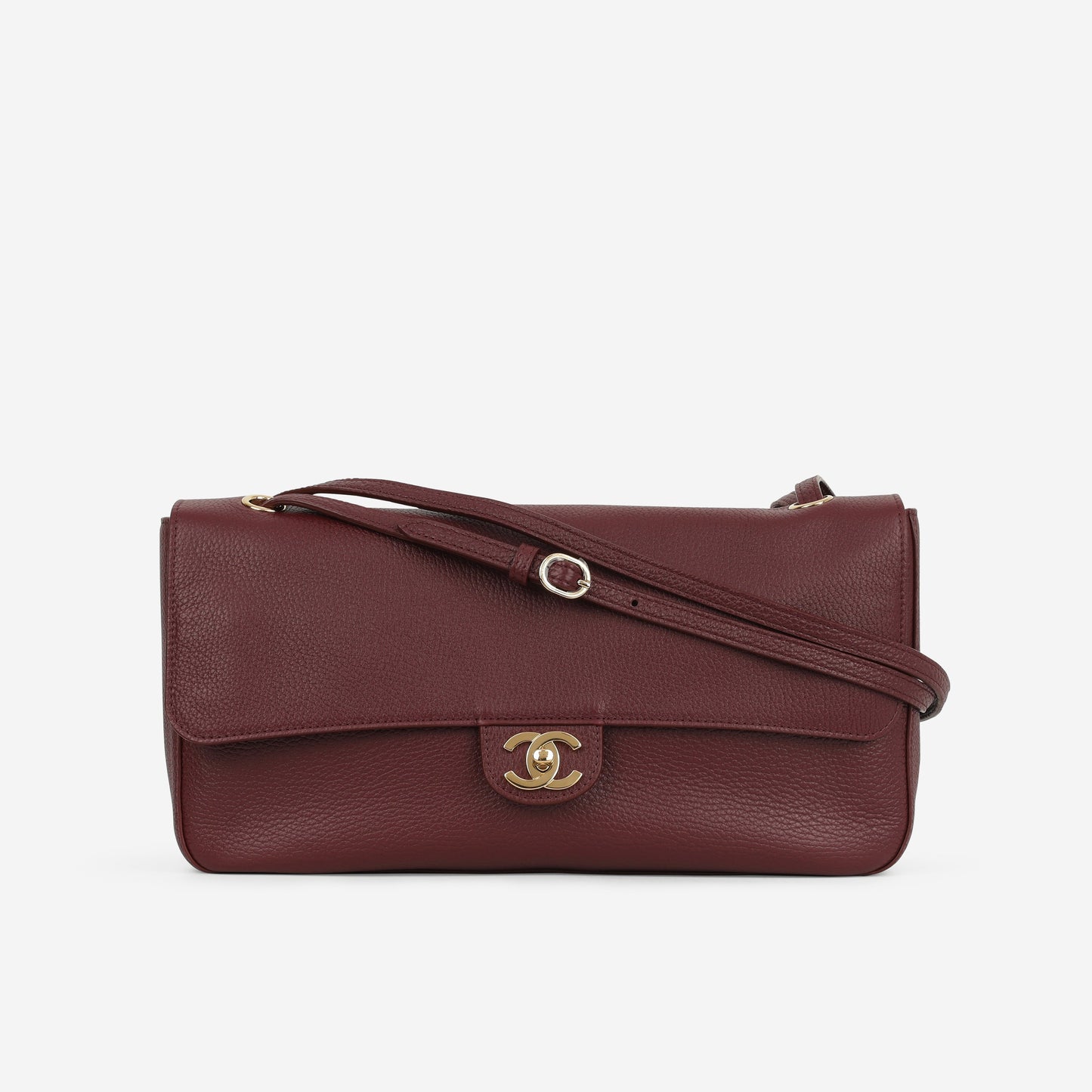 Chanel SS26 Maxi Flap Bag - Burgundy Grained Calfskin | Gold Hardware