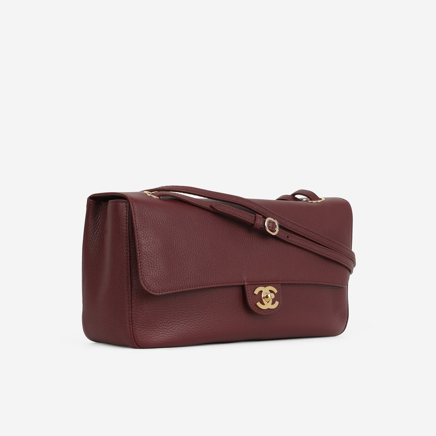 Chanel SS26 Maxi Flap Bag - Burgundy Grained Calfskin | Gold Hardware