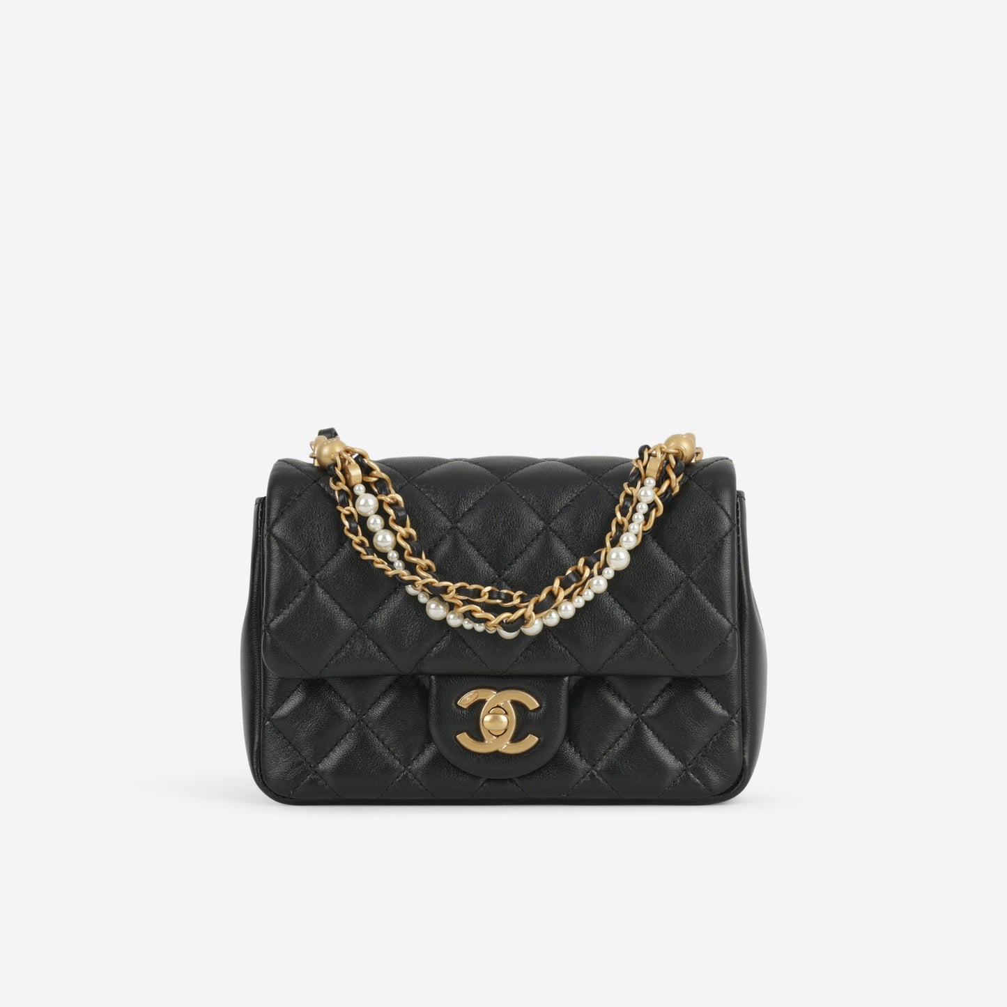 Chanel 24P Mini Pearl Twist Flap - Black Lambskin | Gold Hardware