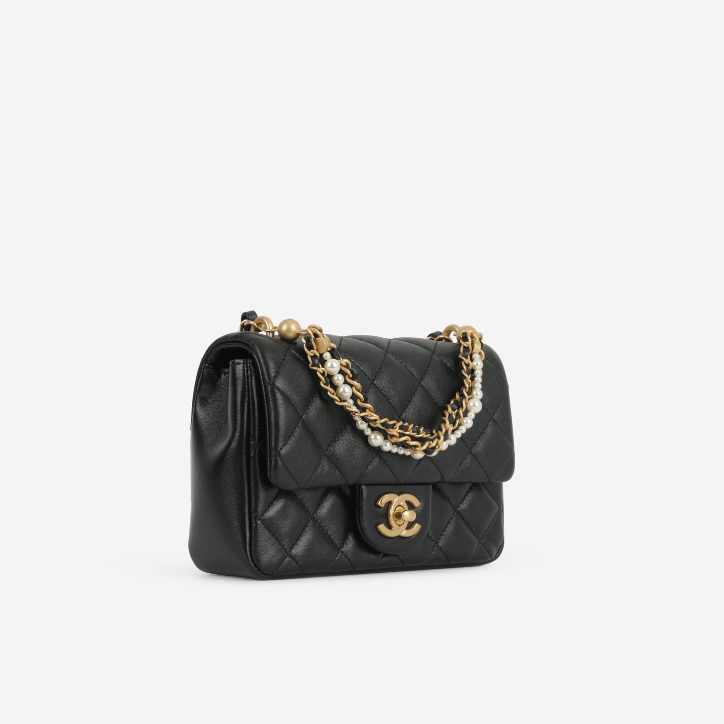 Chanel 24P Mini Pearl Twist Flap - Black Lambskin | Gold Hardware