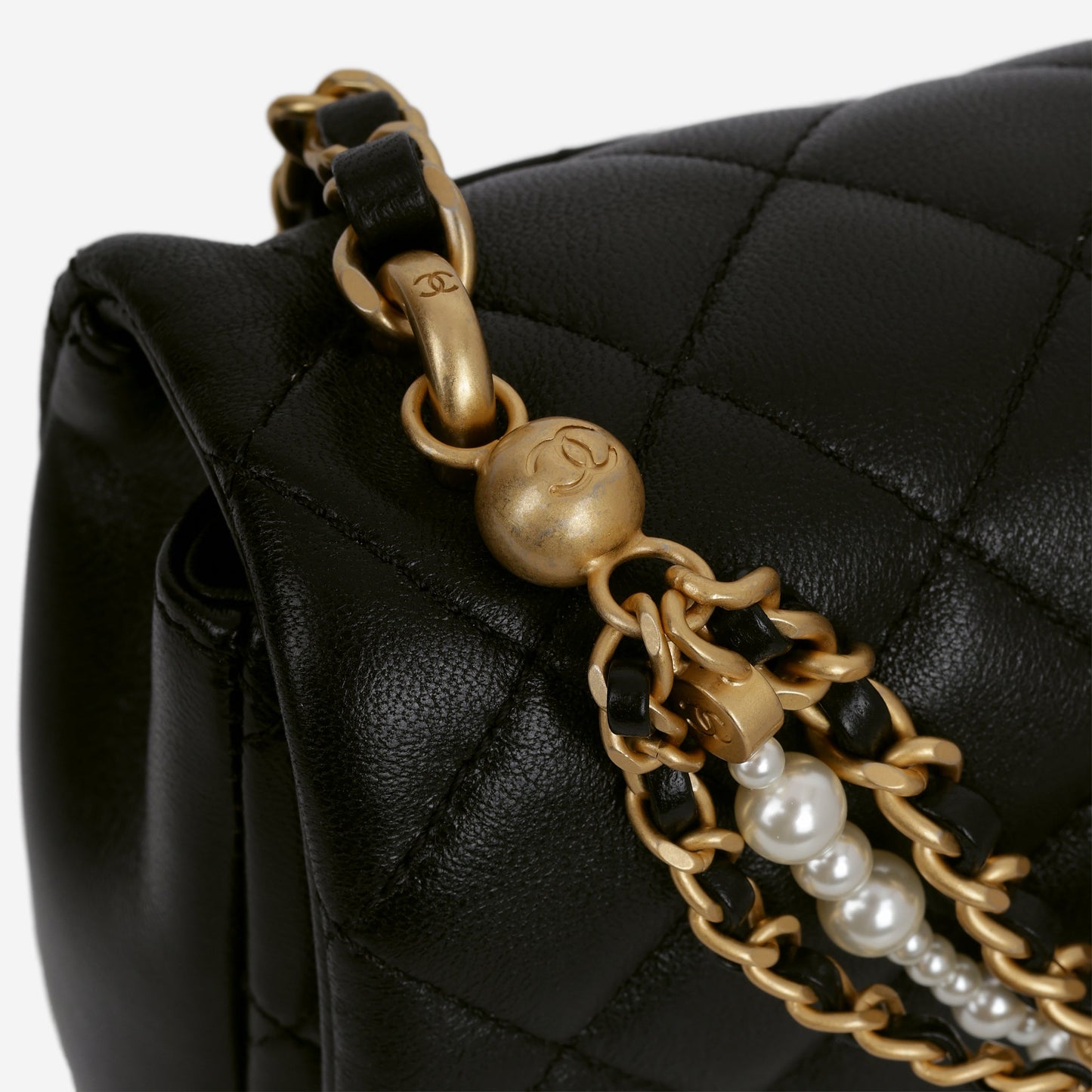 Chanel 24P Mini Pearl Twist Flap - Black Lambskin | Gold Hardware