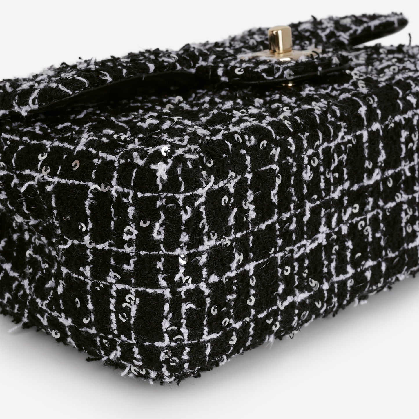 Chanel Mini Top Handle Flap - Black / White Tweed | Gold Hardware