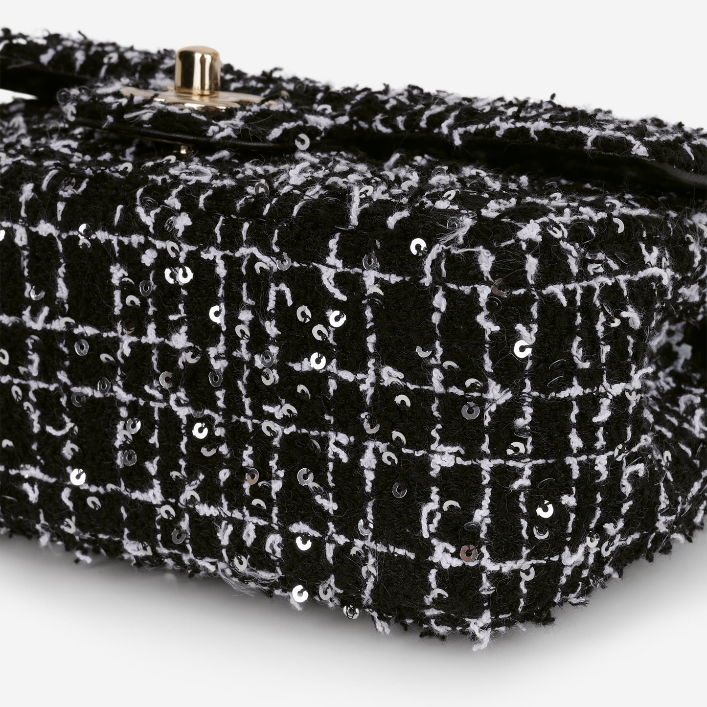Chanel Mini Top Handle Flap - Black / White Tweed | Gold Hardware
