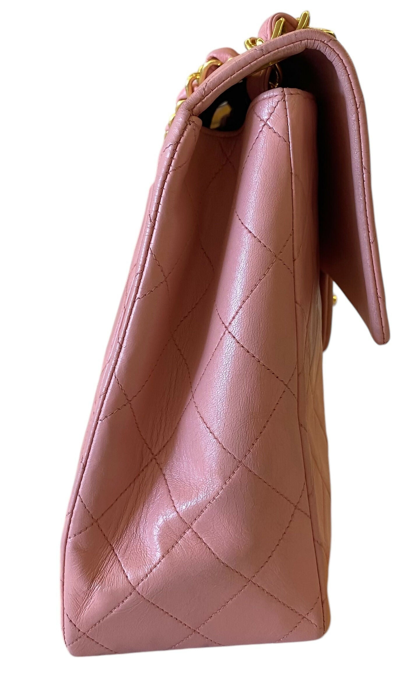 Chanel  90s Barbie Pink Lambskin Maxi 24K Gold Hardware