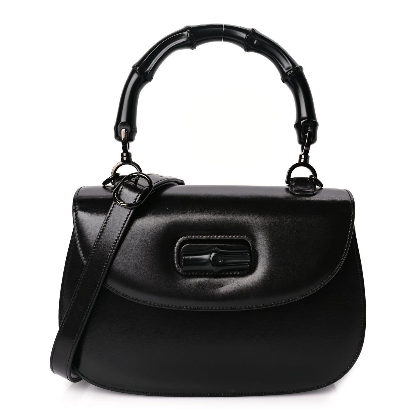 Gucci Boarded Dyana Lux Calfskin Web Monochrome Medium Bamboo 1947 Top Handle Bag Black