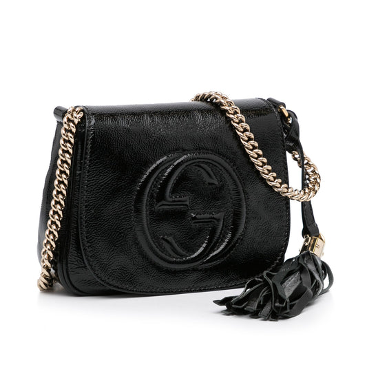 Gucci Soho Black Leather Patent Leather Crossbody