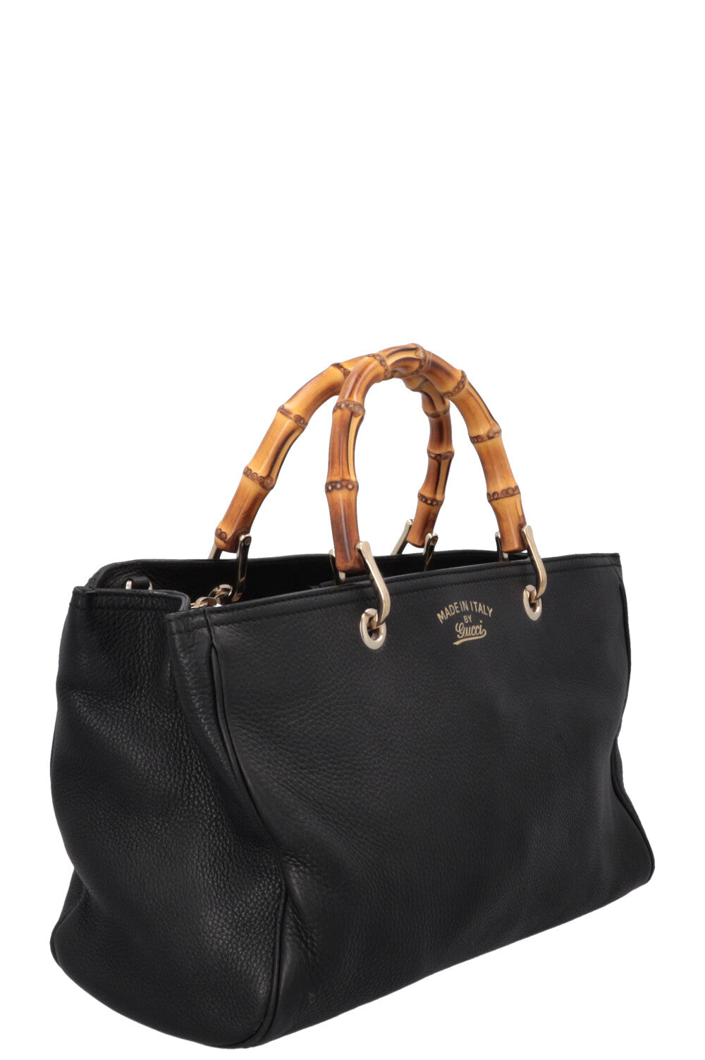 GUCCI 2 Way Bamboo Top Handle Bag Black
