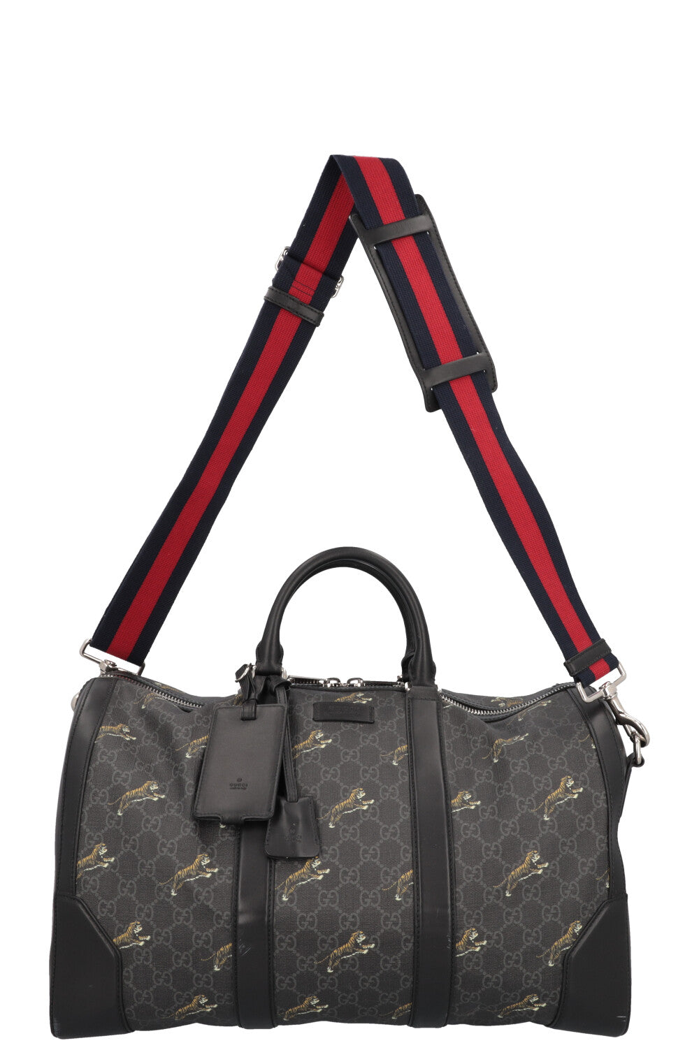 GUCCI Tiger Supreme Canvas Bowling Bag Charcoal