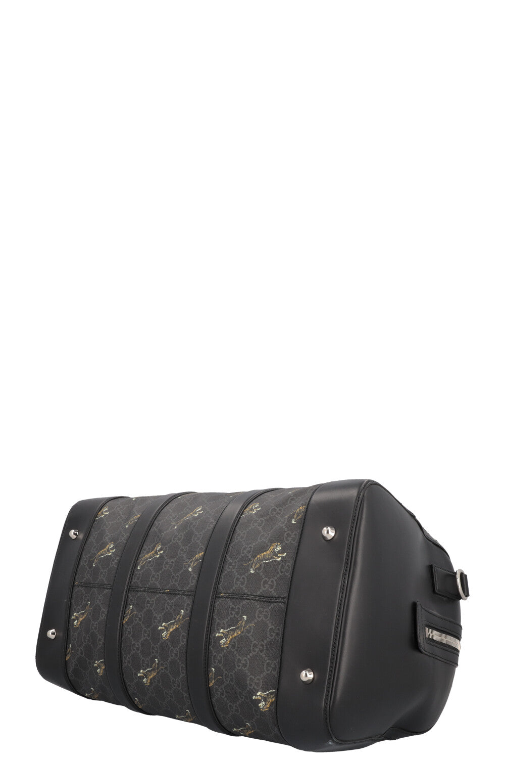 GUCCI Tiger Supreme Canvas Bowling Bag Charcoal