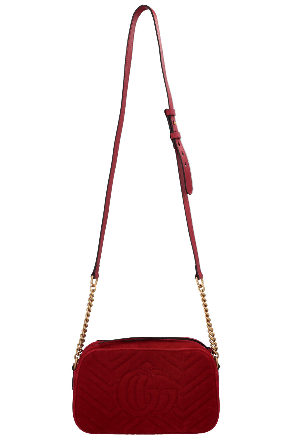 GUCCI Quilted Marmont Camera Bag Red Velvet