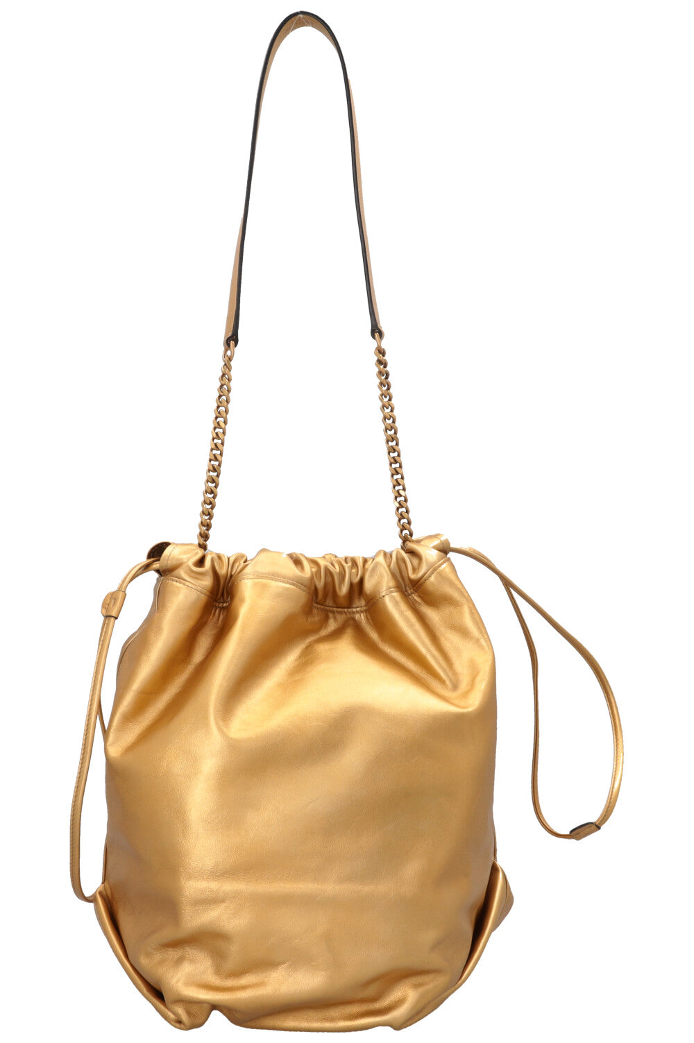 SAINT LAURENT Teddy Drawstring Bucket Bag Gold
