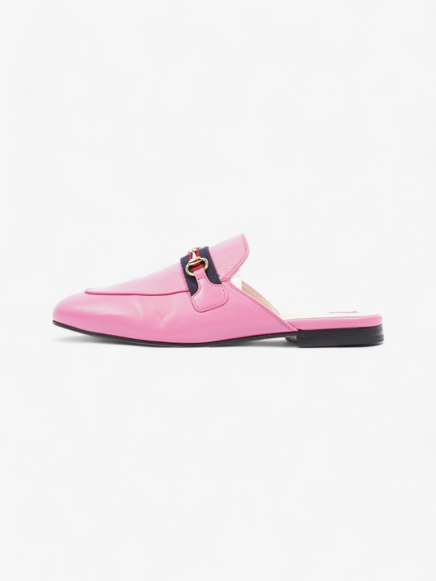 Gucci Malaga Kid Web Princetown Pink Tropical Flower Calfskin Leather EU 40 UK 7