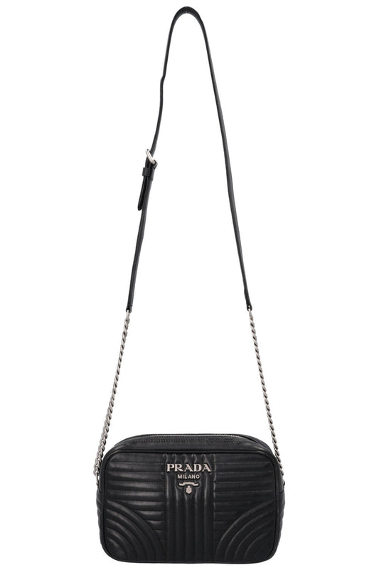PRADA Quilted Diagramme Camera Bag Black