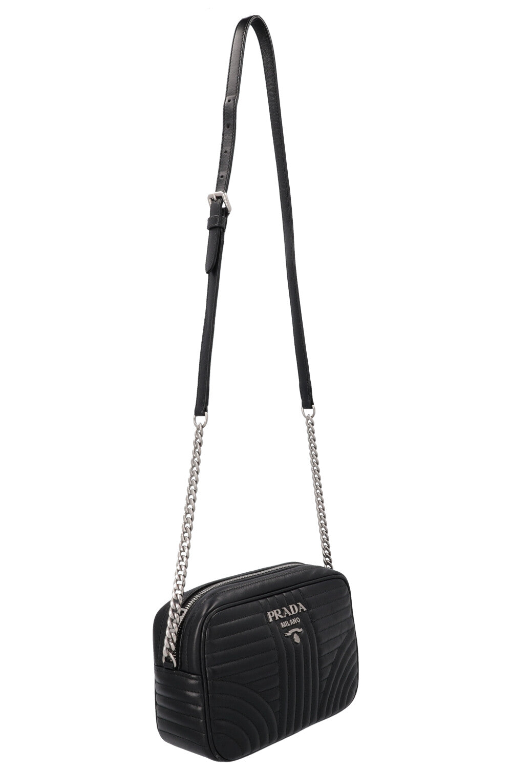 PRADA Quilted Diagramme Camera Bag Black