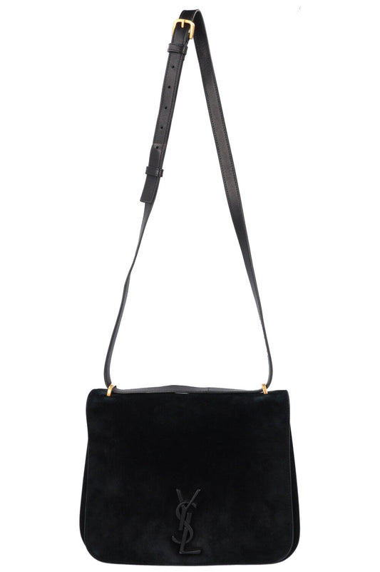 SAINT LAURENT Spontini Saddle Bag Large Suede Black