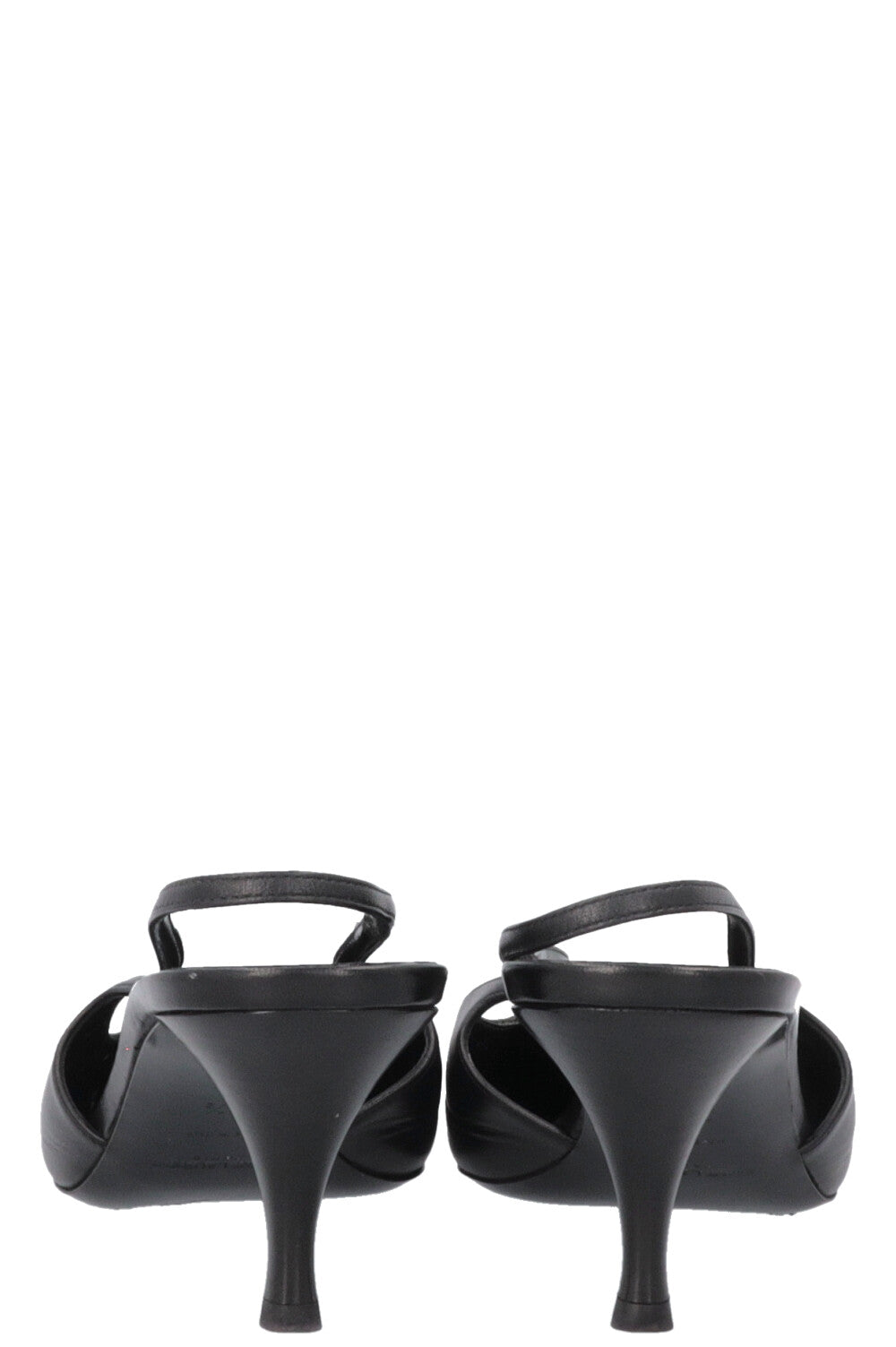SAINT LAURENT Blade Slingback Kitten Heels Black Silver