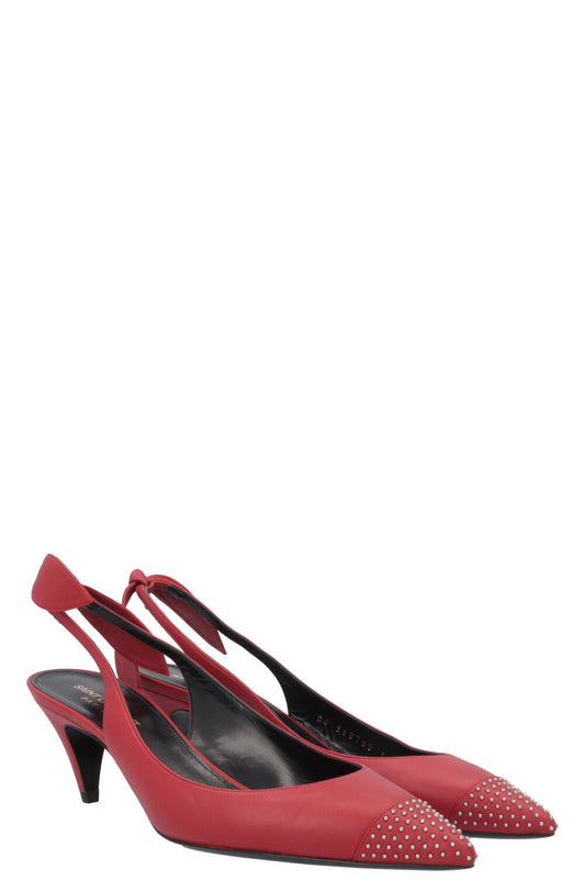 SAINT LAURENT Charlotte 55 Bow Slingback Red