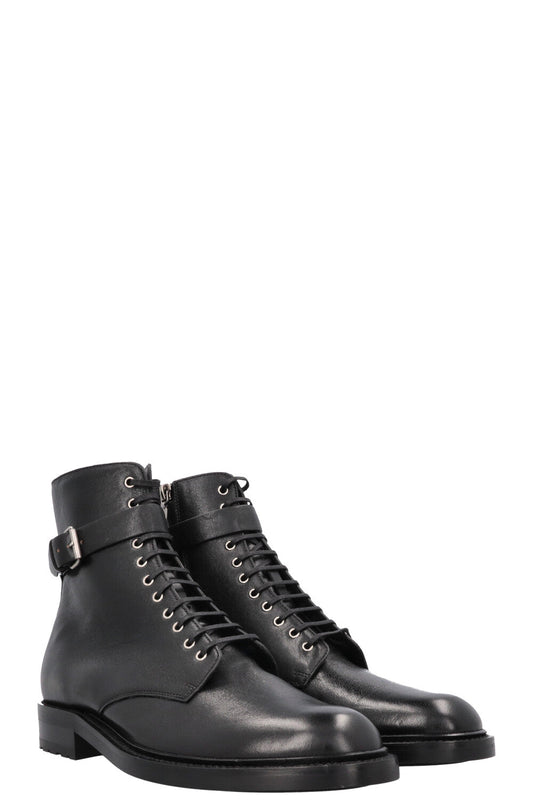 SAINT LAURENT Army Buckled Ankle Boots Black