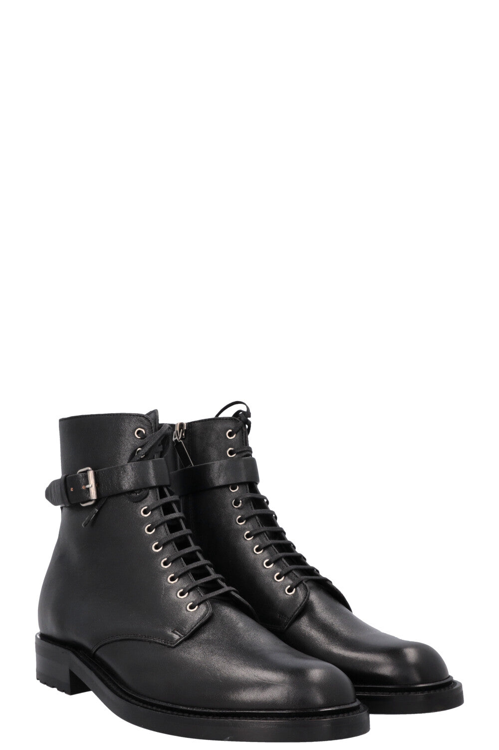 SAINT LAURENT Army Buckled Ankle Boots Black