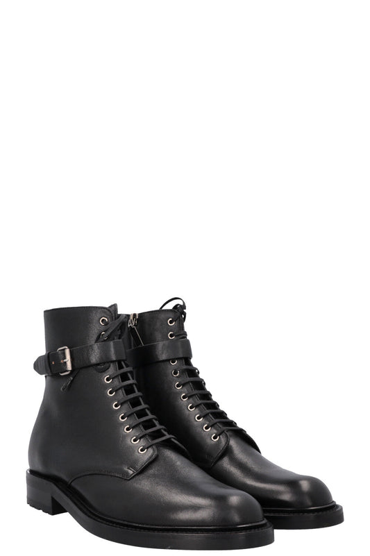 SAINT LAURENT Army Buckled Ankle Boots Black