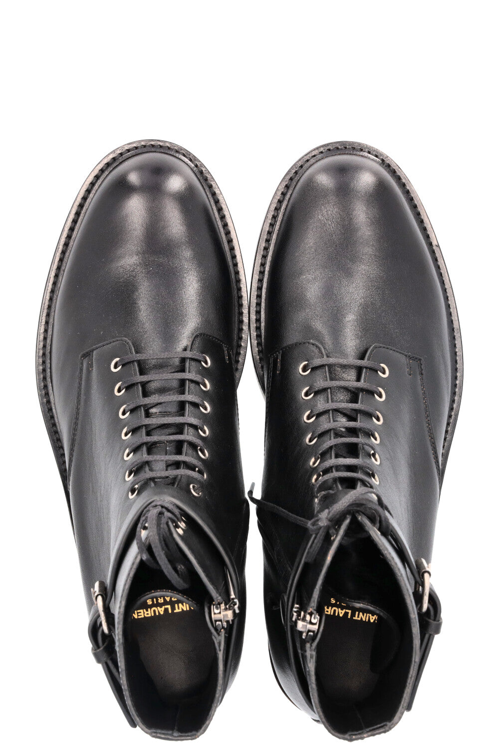 SAINT LAURENT Army Buckled Ankle Boots Black