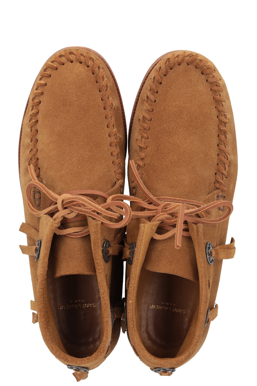 SAINT LAURENT Concho Boots Suede Brown