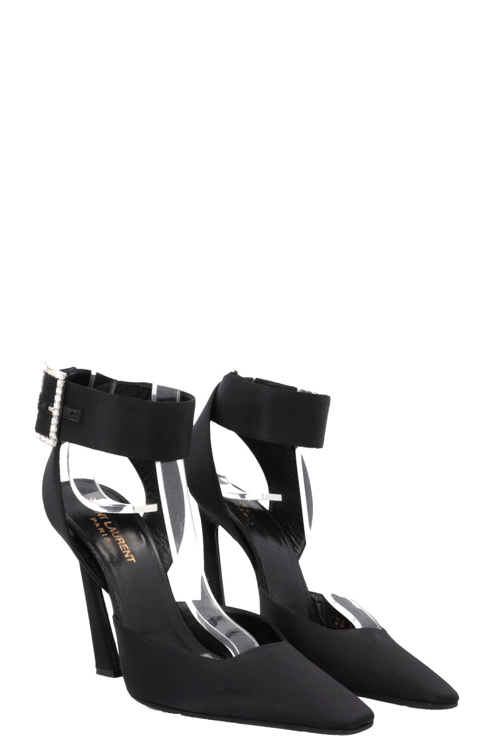SAINT LAURENT Claude Slingback Heels Satin Black