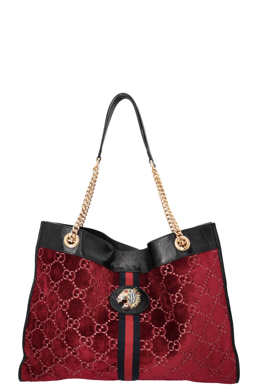 GUCCI Rajah Tote Bag Velvet Red