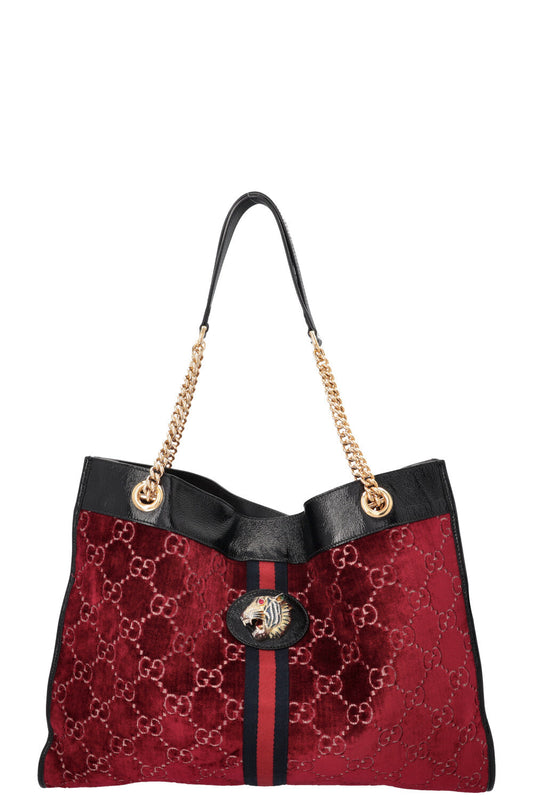 GUCCI Rajah Tote Bag Velvet Red