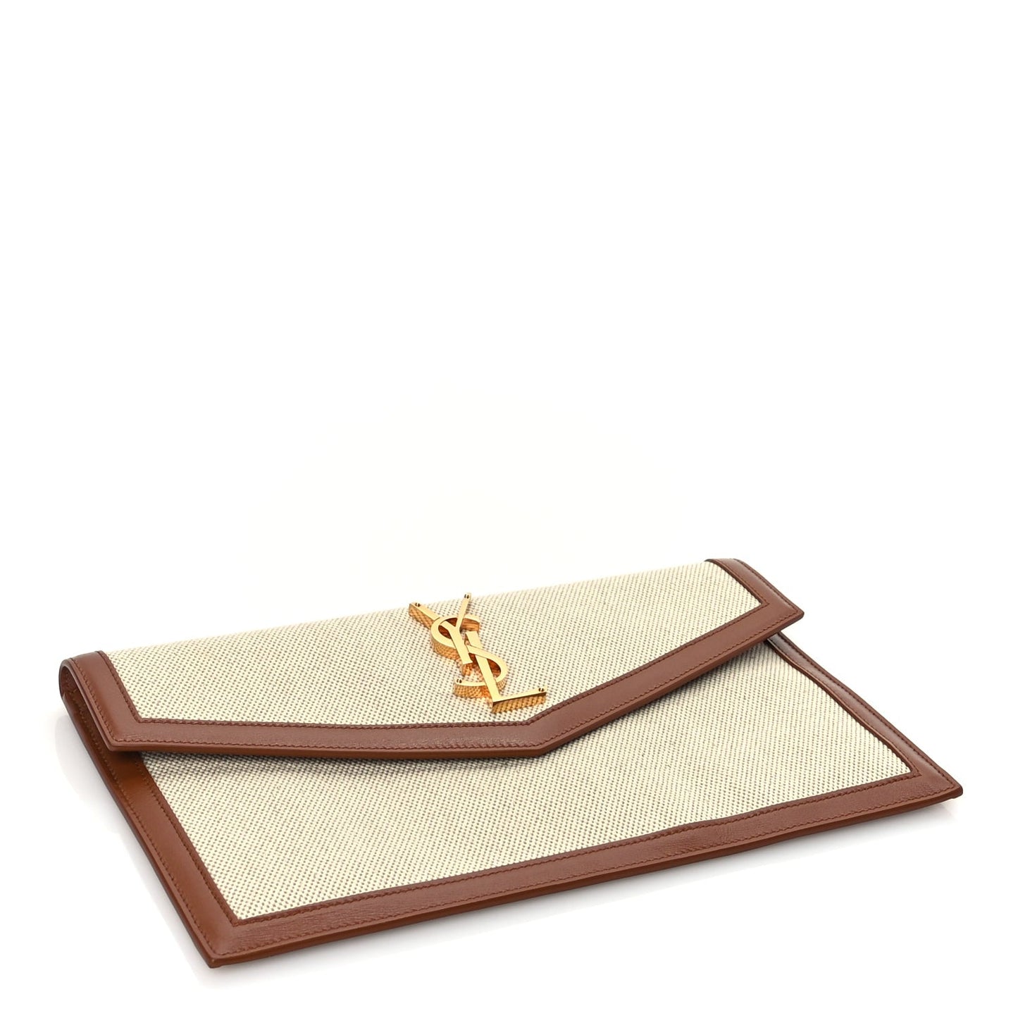 Saint Laurent Canvas Uptown Pouch Natural Beige Brick