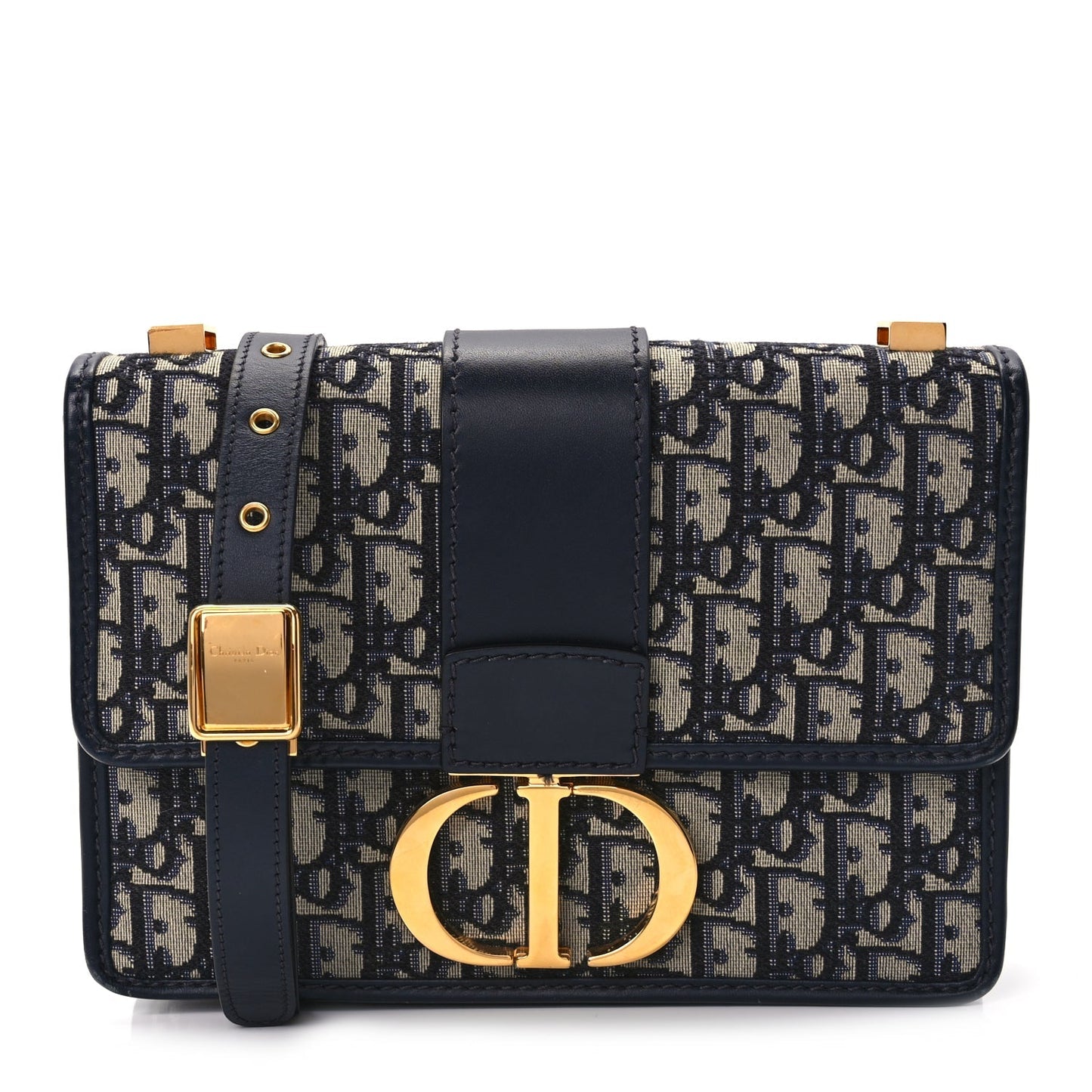 Christian Dior Oblique 30 Montaigne Flap Bag Blue