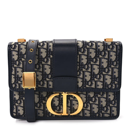 Christian Dior Oblique 30 Montaigne Flap Bag Blue