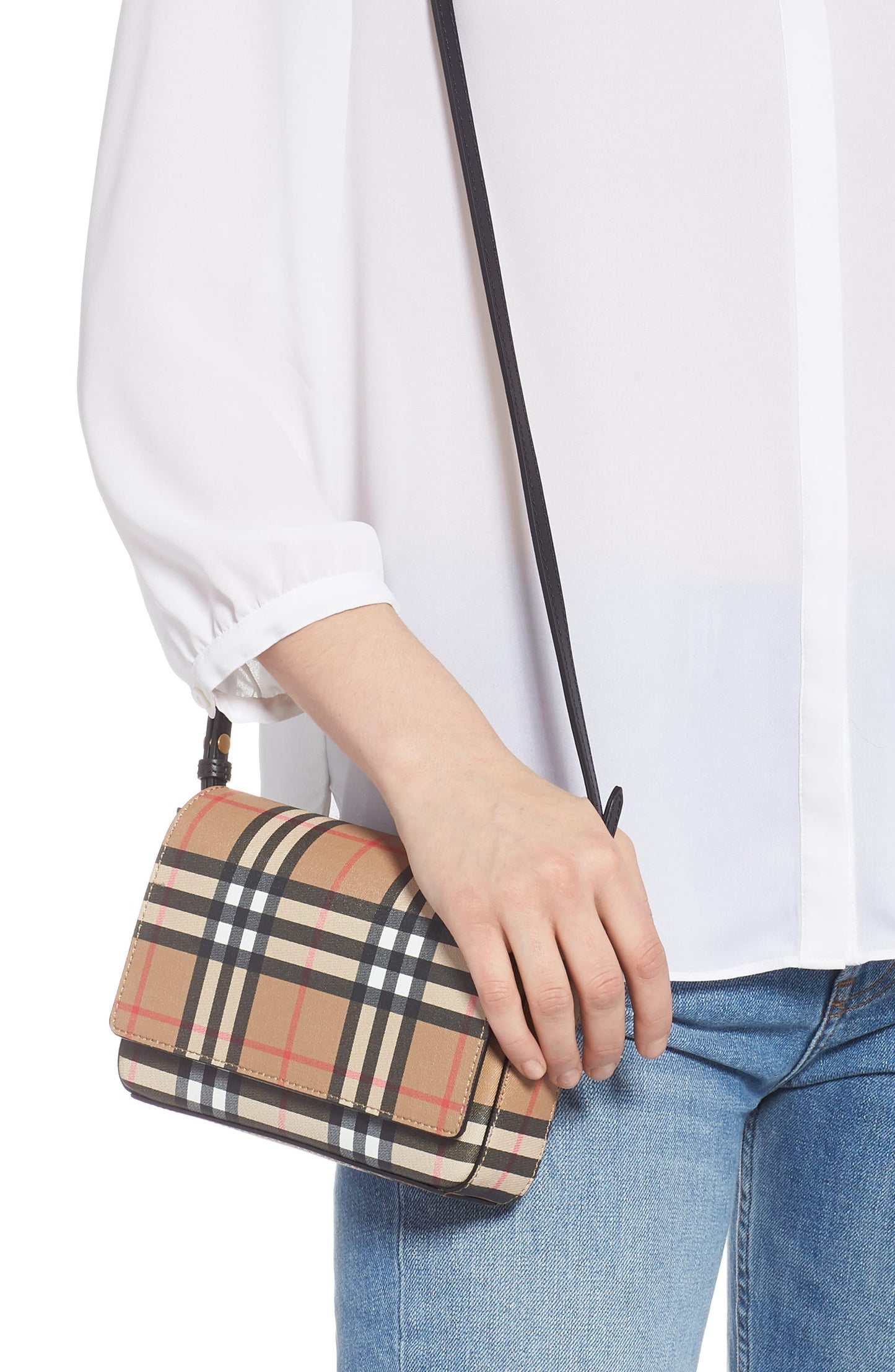 BURBERRY HOUSE CHECK TARTAN MIX HAMPSHIRE CROSSBODY BAG
