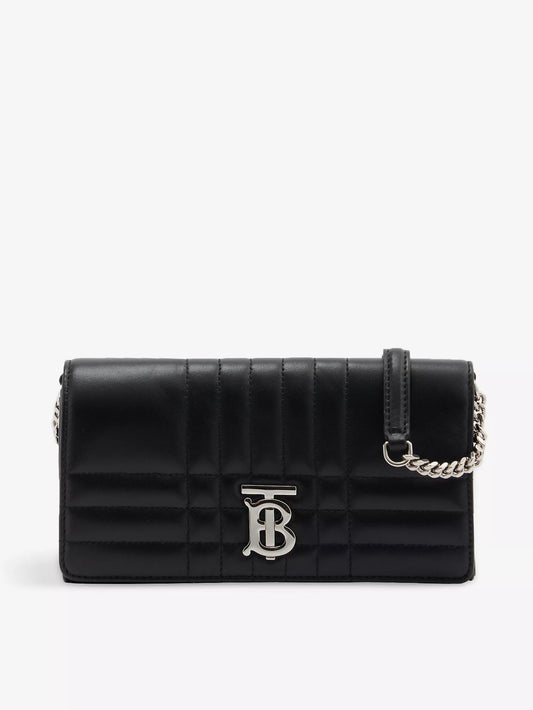 BURBERRY QUILTED LEATHER LOLA WALLET ON A CHAIN