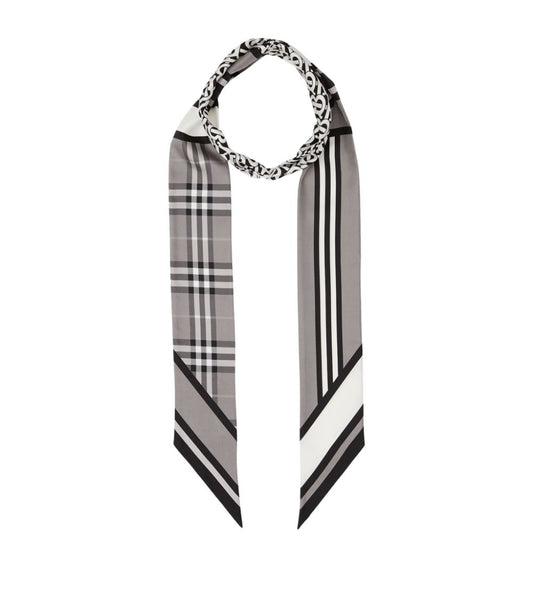 BURBERRY MONTAGE PRINT SKINNY SILK SCARF