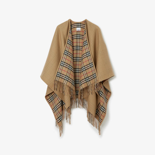 BURBERRY REVERSIBLE HOUSE CHECK WOOL CAPE
