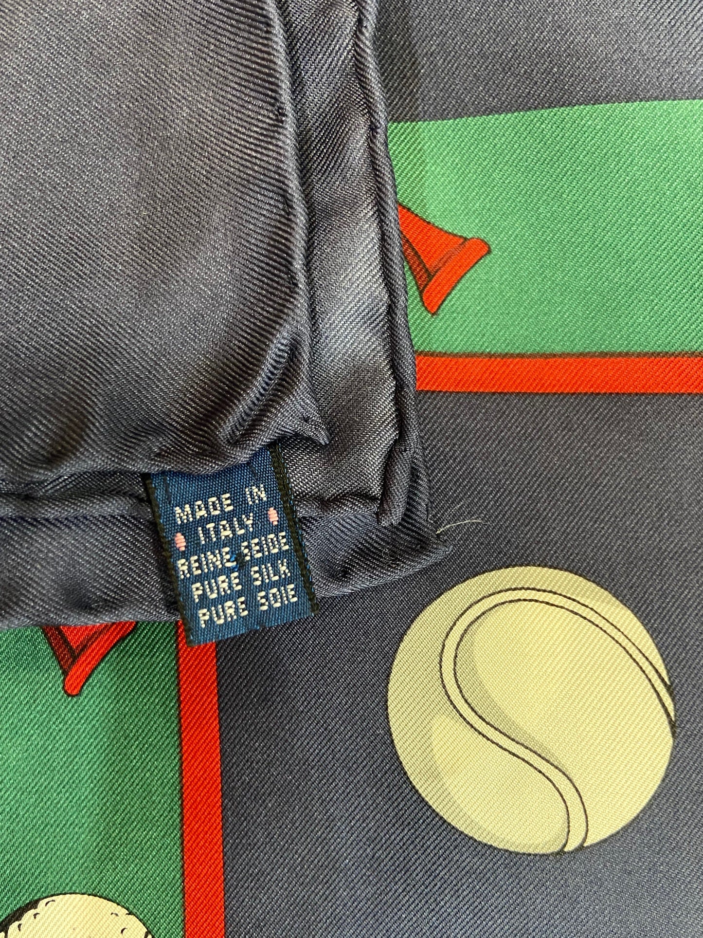 BURBERRY VINTAGE EQUESTRIAN KNIGHT TENNIS RACKET PRINT SILK SCARF