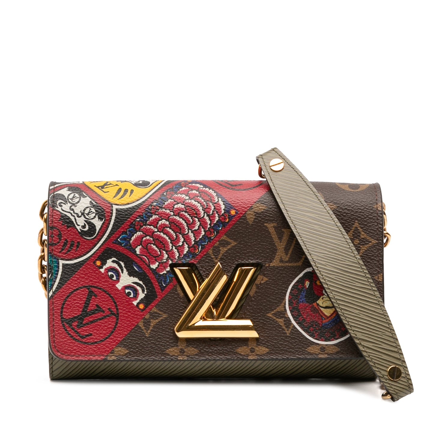 Brown Louis Vuitton Kansai Yamamoto Monogram and Epi Kabuki Twist Wallet on Chain Crossbody Bag