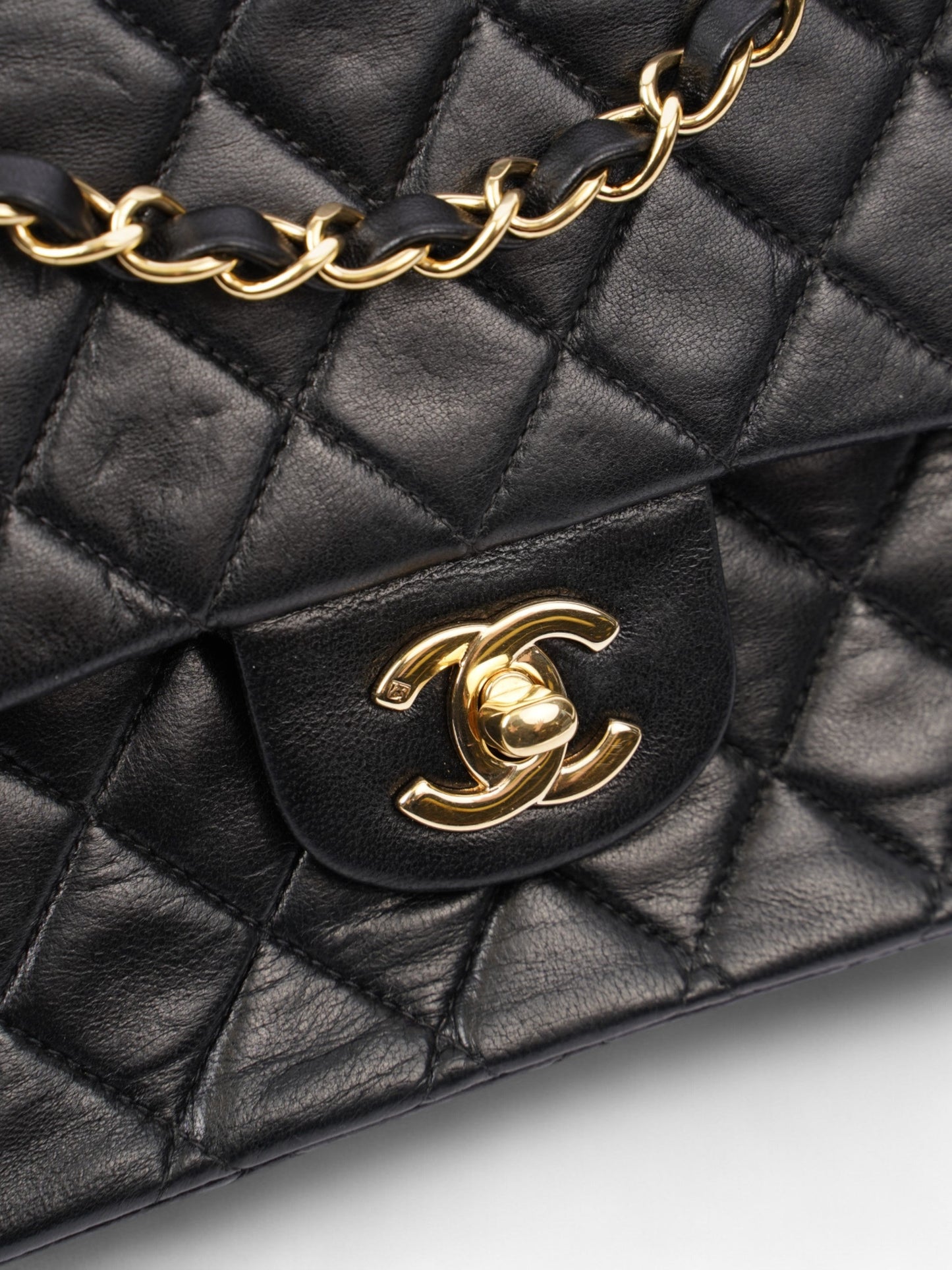 Chanel Classic Double Flap Black Lambskin Leather Medium