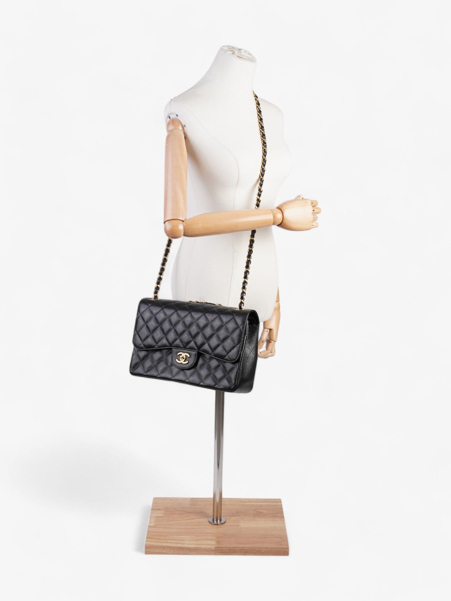 Chanel Classic Double Flap Black Caviar Leather Jumbo