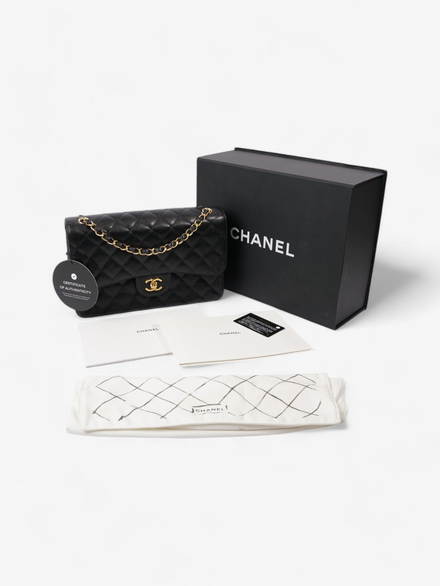 Chanel Classic Double Flap Black Caviar Leather Jumbo