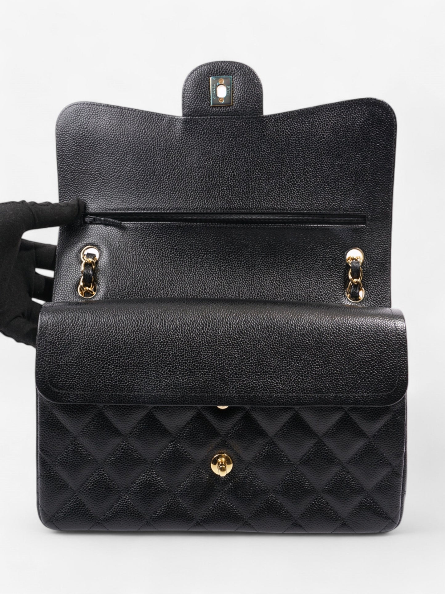 Chanel Classic Double Flap Black Caviar Leather Jumbo