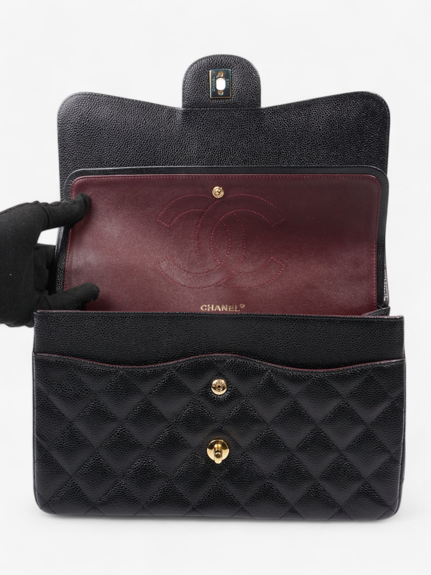 Chanel Classic Double Flap Black Caviar Leather Jumbo