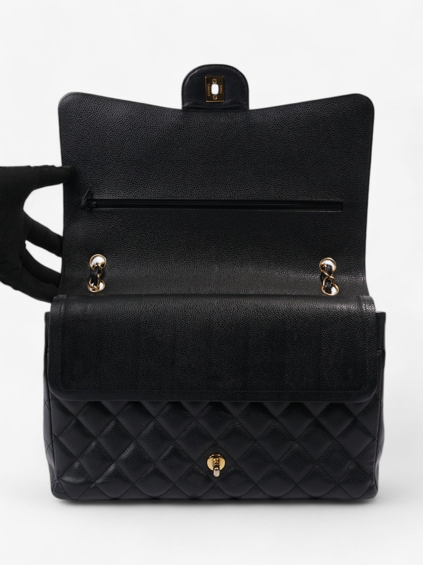 Chanel Classic Double Flap Black Caviar Leather Maxi