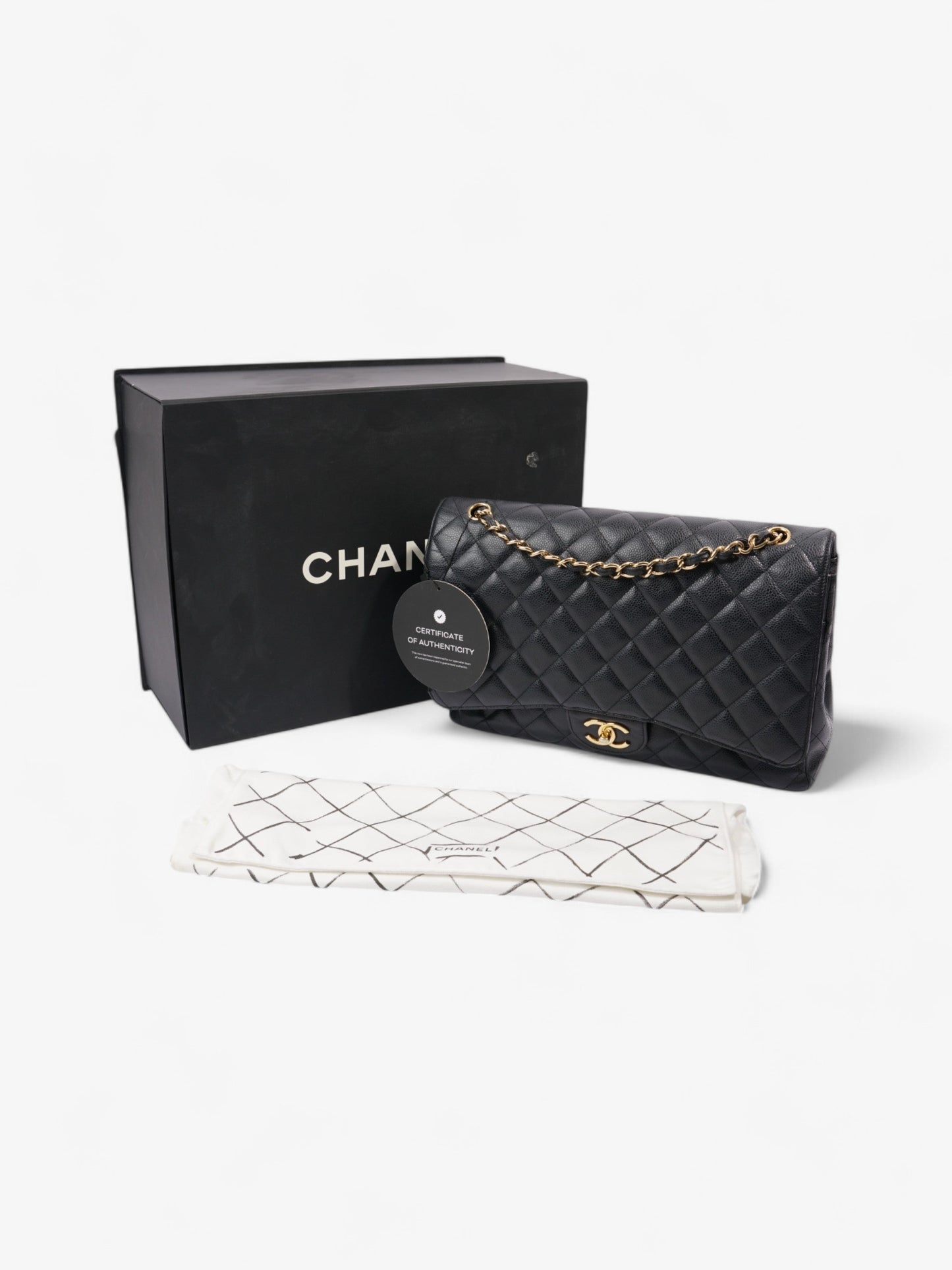 Chanel Classic Double Flap Black Caviar Leather Maxi