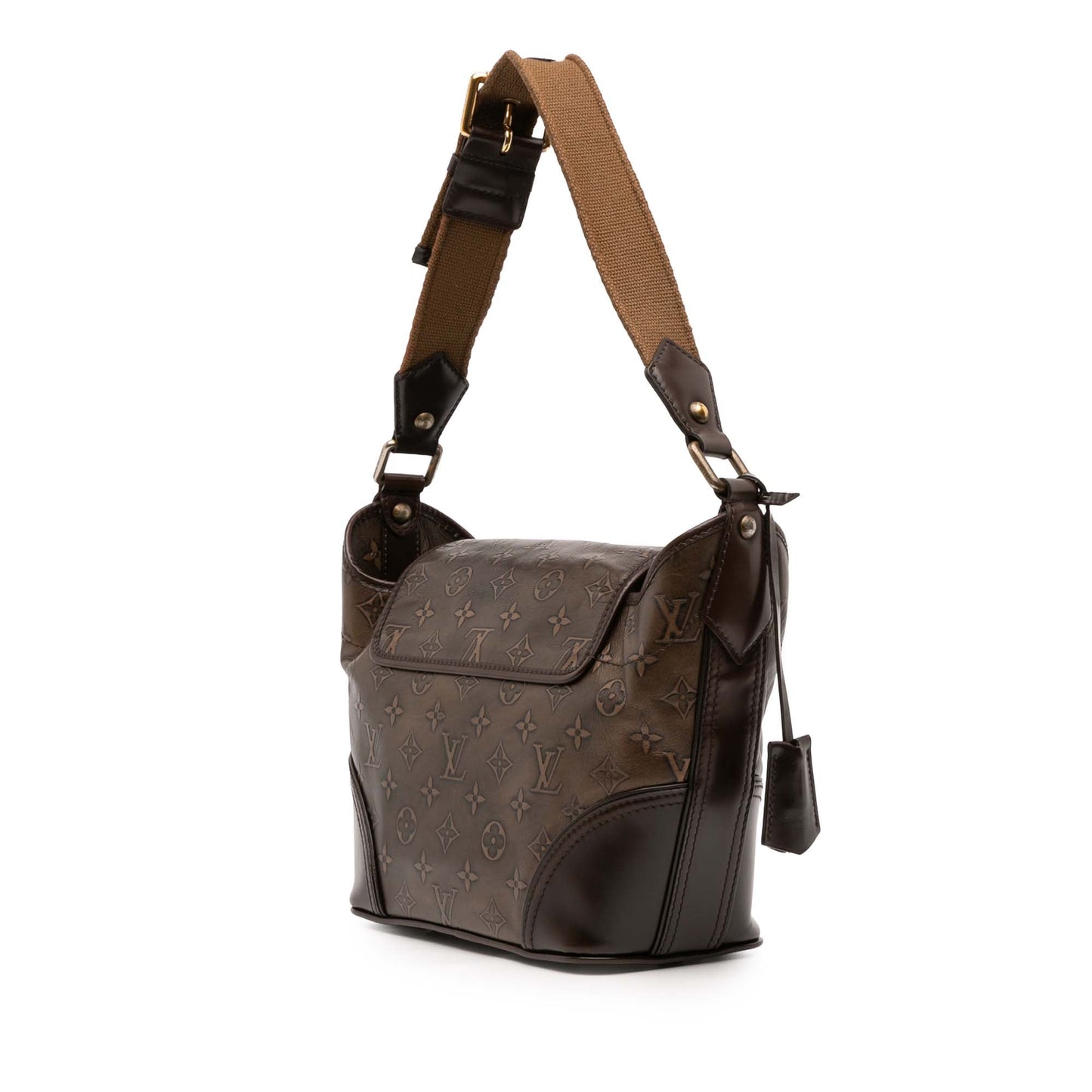 Brown Louis Vuitton Monogram Embossed Sergent PM Shoulder Bag